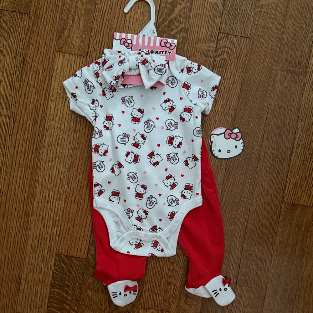 Hello Kitty White and Red Bodysuit Set